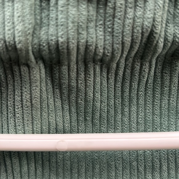 NWT MINT GREEN CORDUROY DRAW STING TOTE/ new/ fall green/ striped interior. Adj - Picture 7 of 12